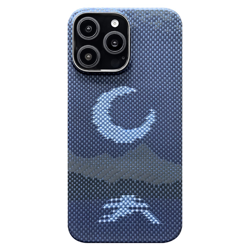 For iPhone 16 Pro Max Magnetic Case Large Camera Cutout Aramid Fiber Phone Cover with Metal Lens Frame - Moon