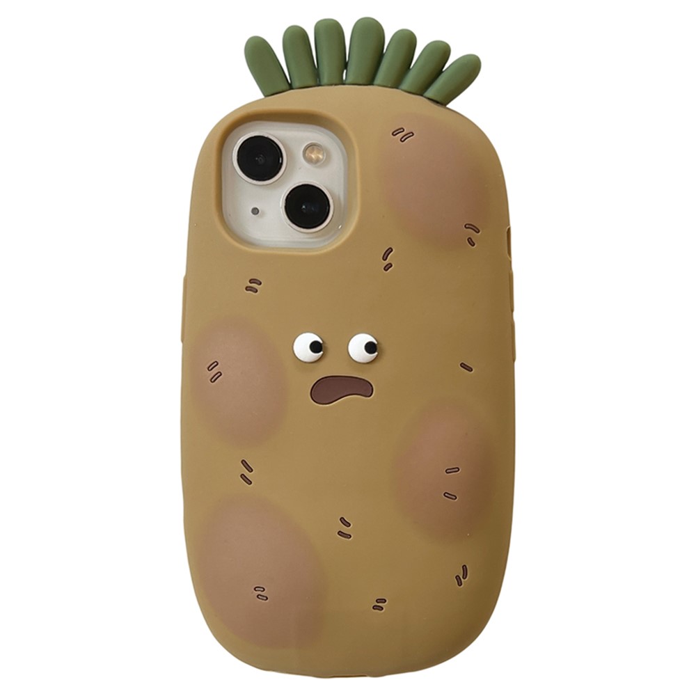 For iPhone 15 Silicone Case Cute Funny Potato Design Shockproof Phone Back Cover
