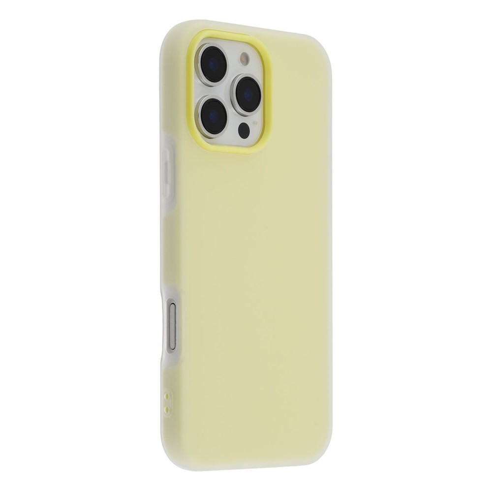 For iPhone 16 Pro Max Case 2 in 1 PC + TPU Frosted Phone Case Large Camera Cutout - Yellow