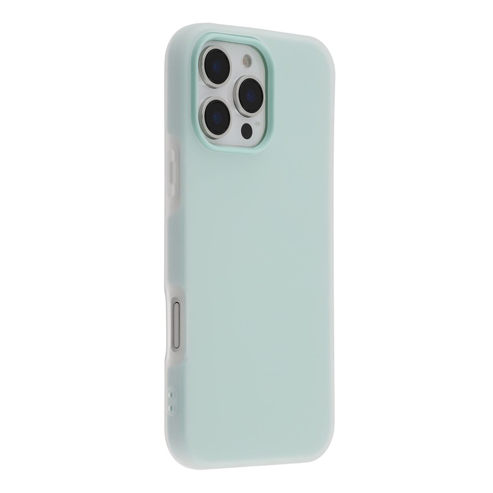 For iPhone 16 Pro Max Case 2 in 1 PC + TPU Frosted Phone Case Large Camera Cutout - Lake Green