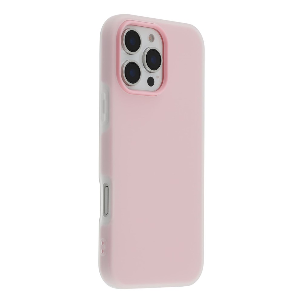For iPhone 16 Pro Max Case 2 in 1 PC + TPU Frosted Phone Case Large Camera Cutout - Light Pink