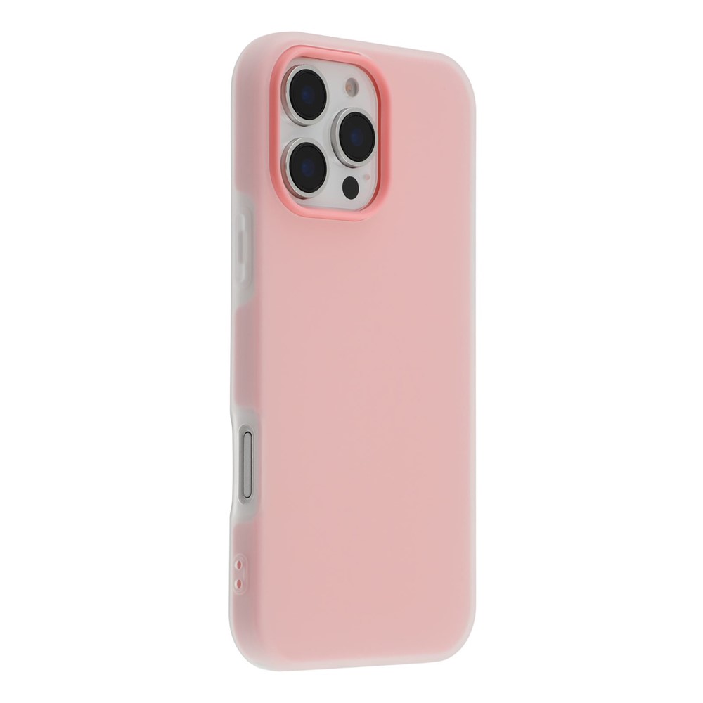 For iPhone 16 Pro Max Case 2 in 1 PC + TPU Frosted Phone Case Large Camera Cutout - Pink