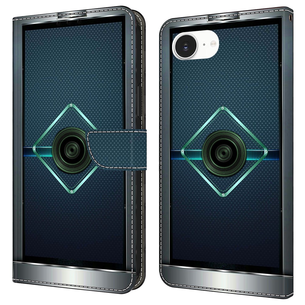 For iPhone 16e Case Wallet Stand Pattern Printing PU Leather Flip Phone Cover - Fantasy Future