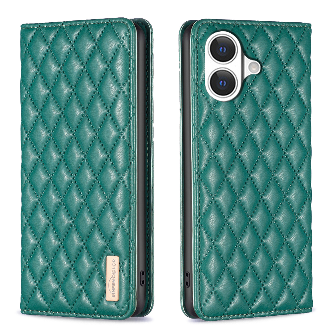 For iPhone 17 Case with Card Holder BINFEN COLOR PU Leather Phone Stand Cover - Green