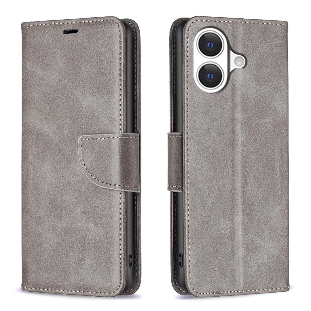 For iPhone 17 Case Shockproof PU Leather Cover with Wallet Card Slots - Grey