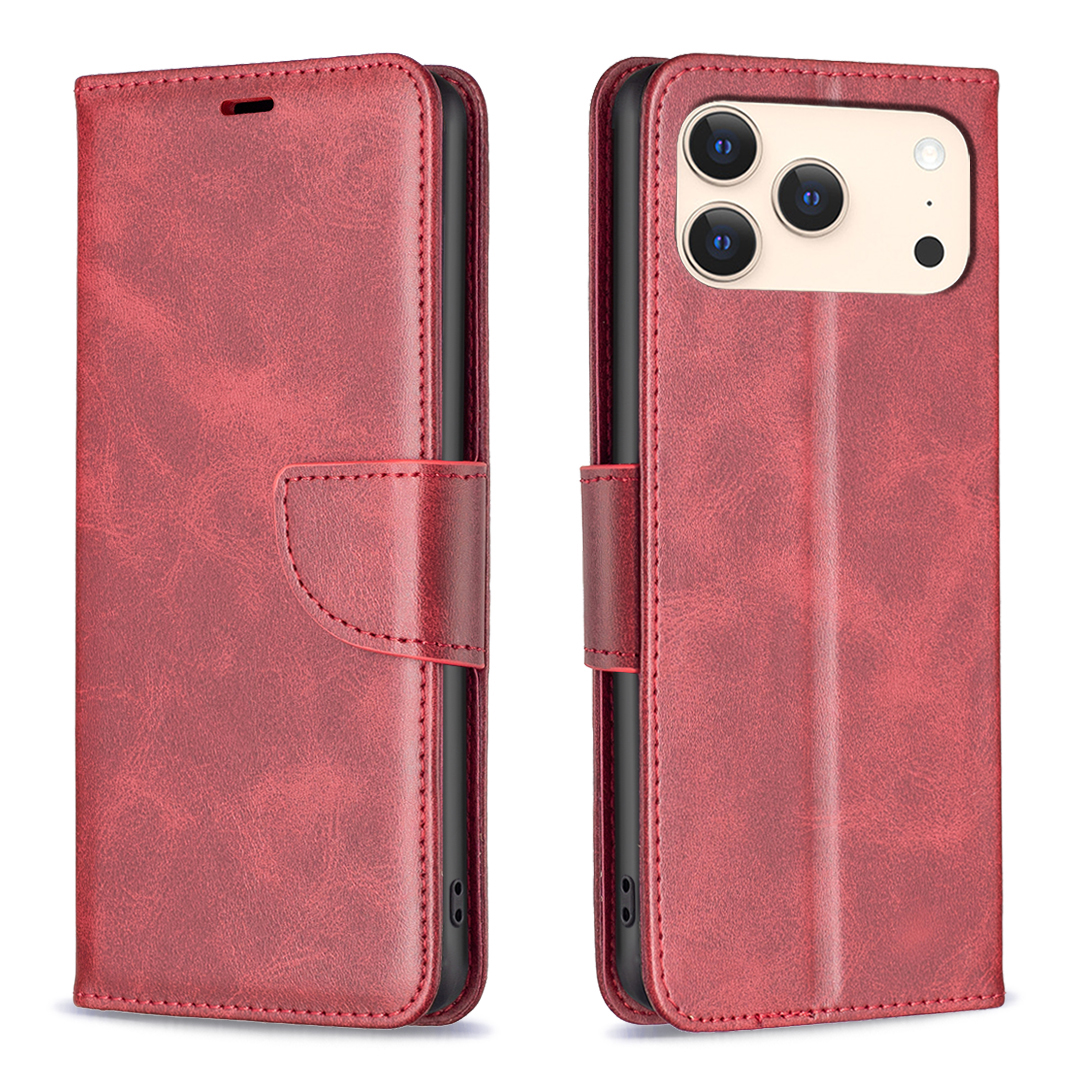 For iPhone 17 Pro Case Shockproof PU Leather Cover with Wallet Card Slots - Red