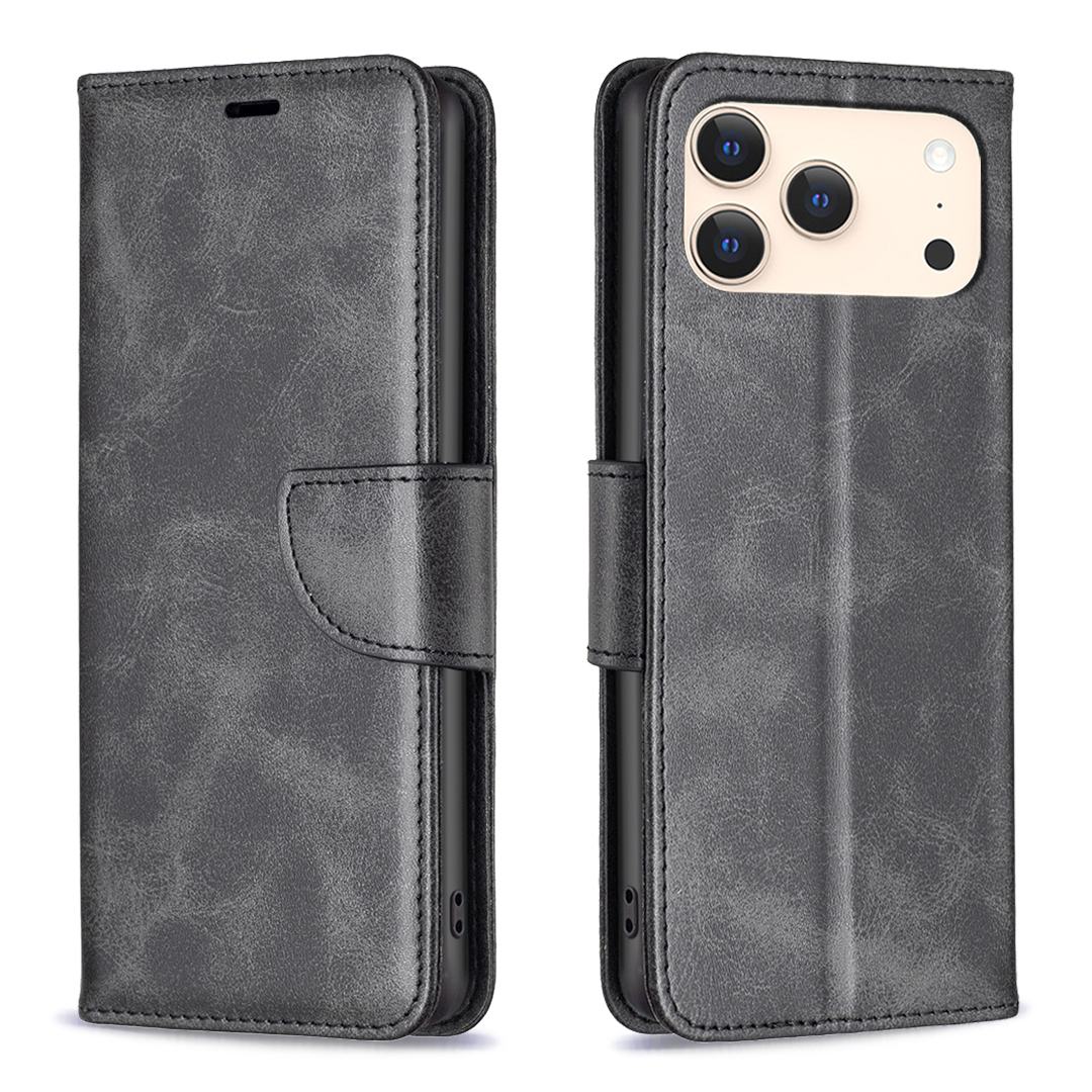 For iPhone 17 Pro Case Shockproof PU Leather Cover with Wallet Card Slots - Black