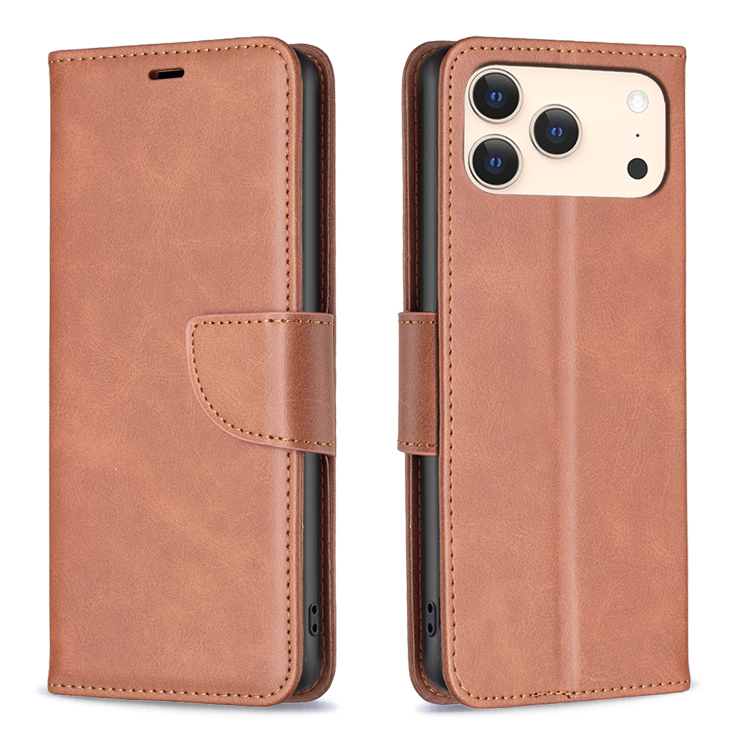 For iPhone 17 Pro Max Case Shockproof PU Leather Cover with Wallet Card Slots - Brown