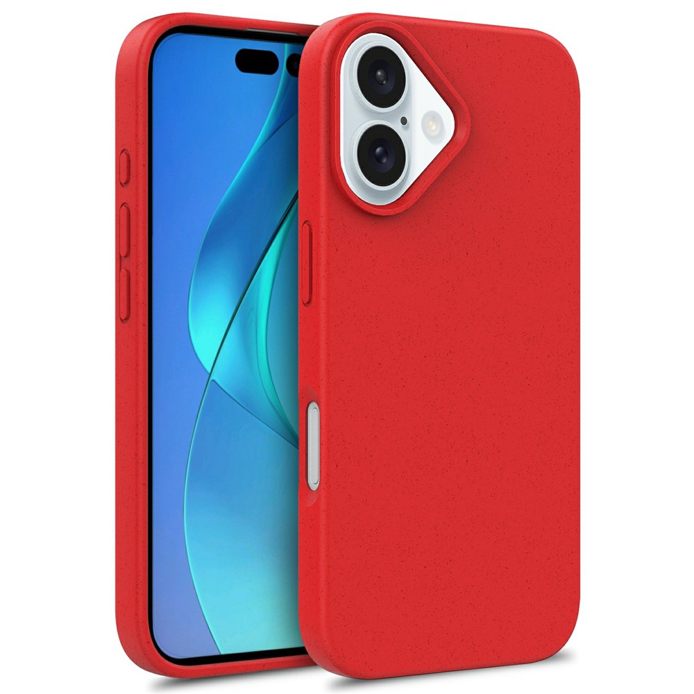 Bulk Purchasing For iPhone 16 Plus Case Biodegradable Wheat Straw + TPU Eco-Friendly Phone Cover - Red