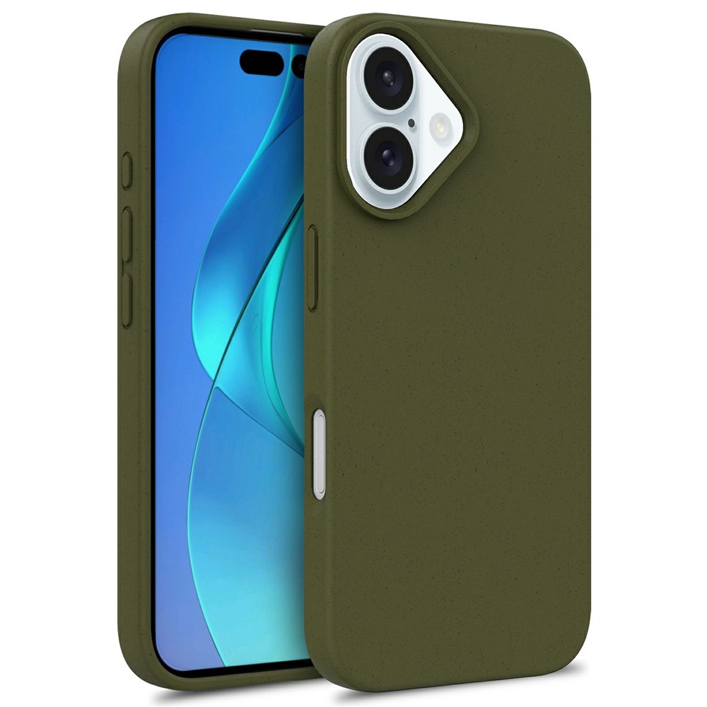 Bulk Purchasing For iPhone 16 Plus Case Biodegradable Wheat Straw + TPU Eco-Friendly Phone Cover - Army Green