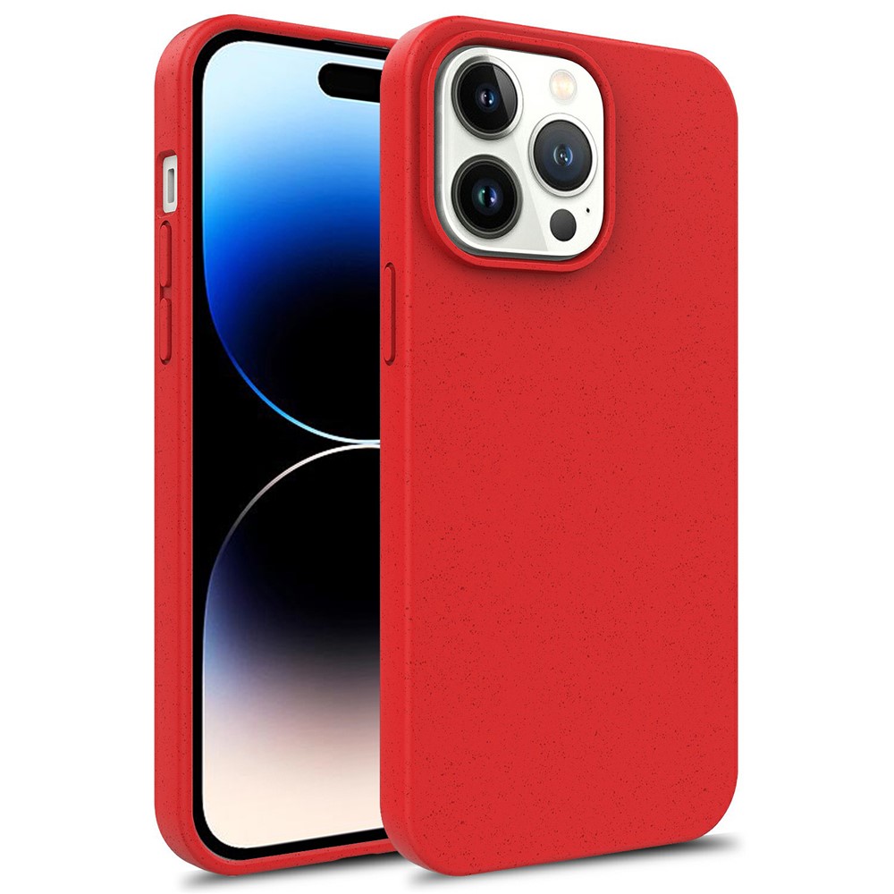Bulk Purchasing For iPhone 14 Pro Case Biodegradable Wheat Straw + TPU Eco-Friendly Phone Cover - Red