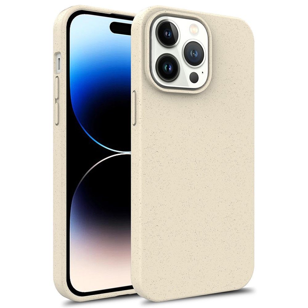 Bulk Purchasing For iPhone 14 Pro Case Biodegradable Wheat Straw + TPU Eco-Friendly Phone Cover - White