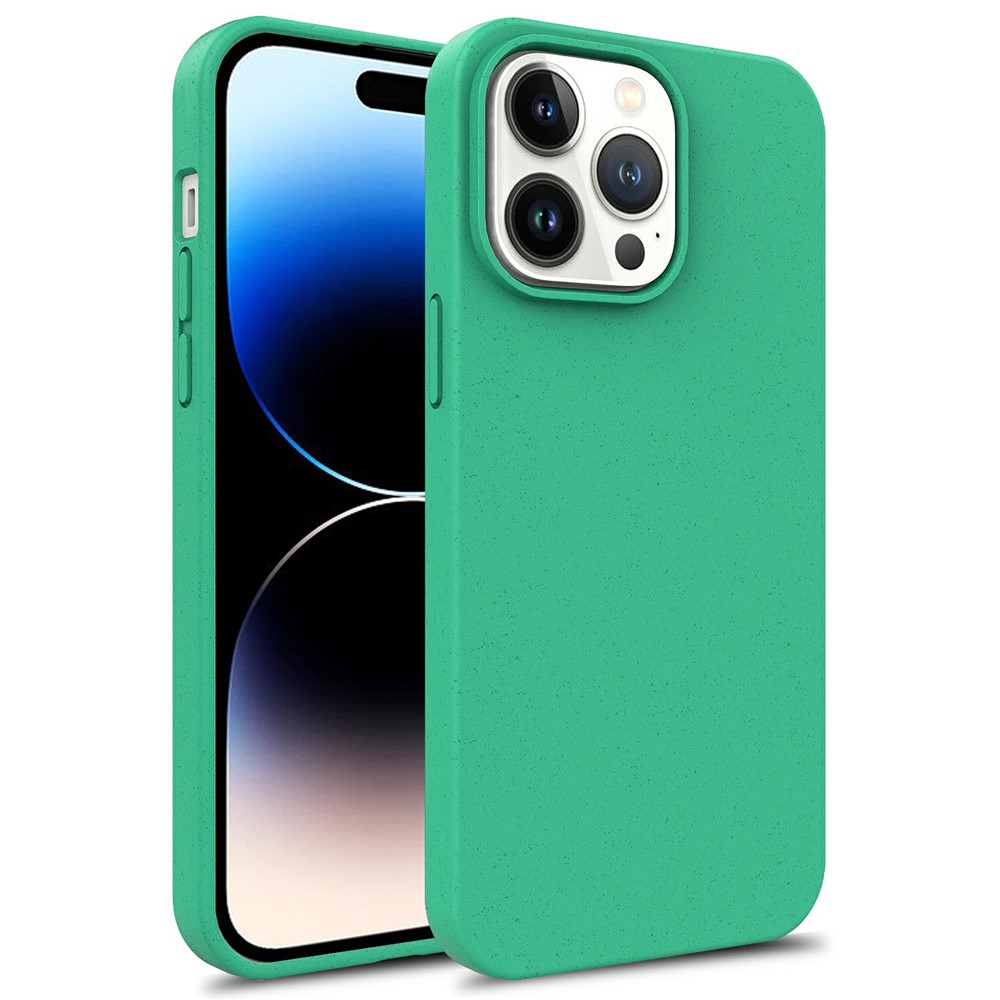 Bulk Purchasing For iPhone 14 Pro Max Case Biodegradable Wheat Straw + TPU Eco-Friendly Phone Cover - Mint Green