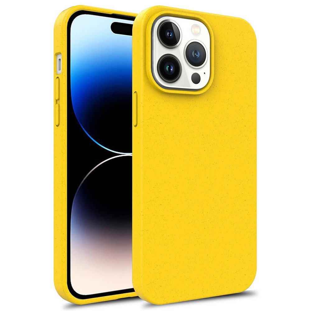 Bulk Purchasing For iPhone 14 Pro Max Case Biodegradable Wheat Straw + TPU Eco-Friendly Phone Cover - Yellow