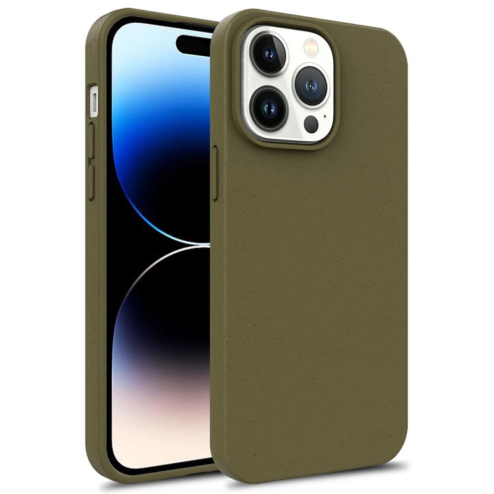 Bulk Purchasing For iPhone 14 Pro Max Case Biodegradable Wheat Straw + TPU Eco-Friendly Phone Cover - Army Green