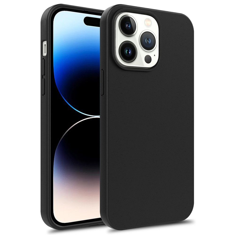 Bulk Purchasing For iPhone 14 Pro Max Case Biodegradable Wheat Straw + TPU Eco-Friendly Phone Cover - Black
