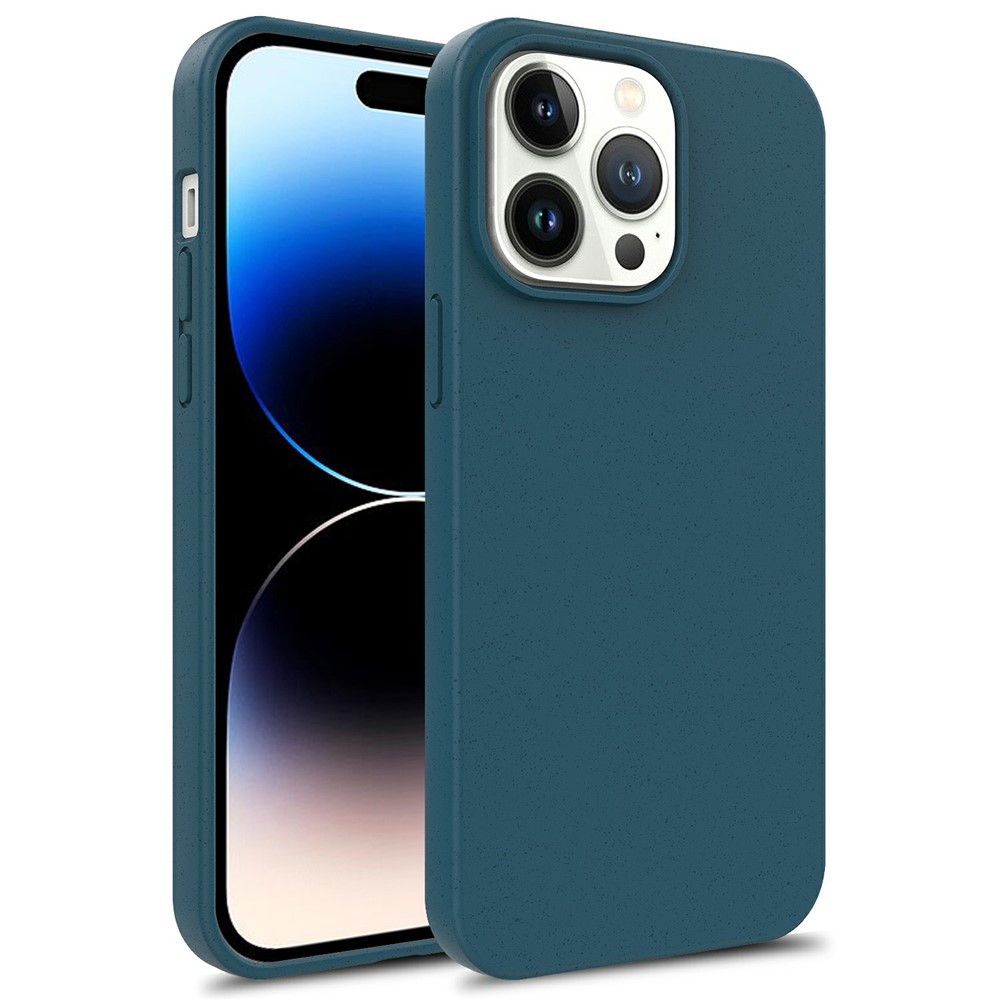 Bulk Purchasing For iPhone 14 Pro Max Case Biodegradable Wheat Straw + TPU Eco-Friendly Phone Cover - Sapphire