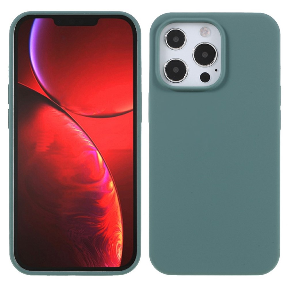 For iPhone 15 Pro Case Solid Silicone Shockproof Phone Back Cover - Blackish Green