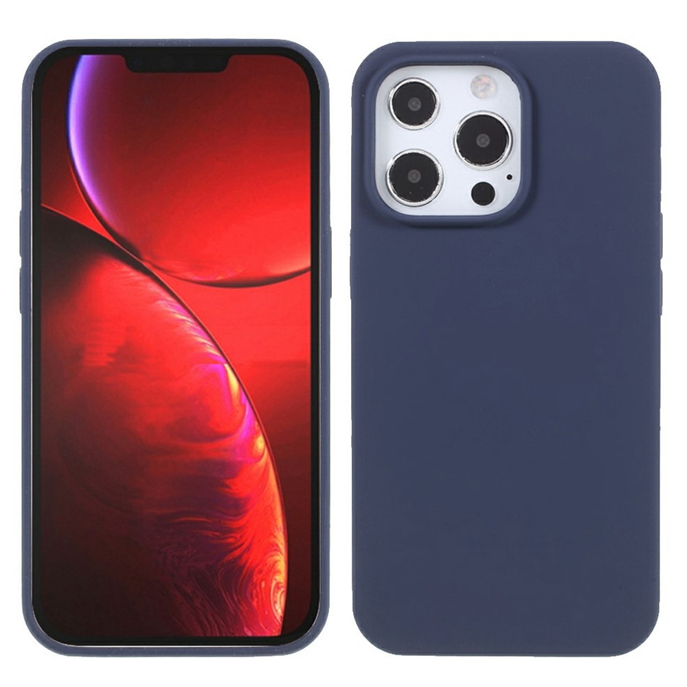 For iPhone 15 Pro Case Solid Silicone Shockproof Phone Back Cover - Dark Blue