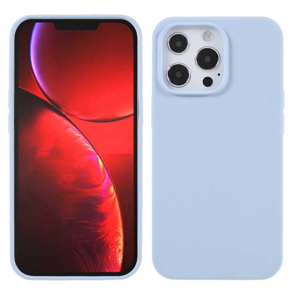 For iPhone 14 Pro Case Solid Silicone Shockproof Phone Back Cover - Baby Blue