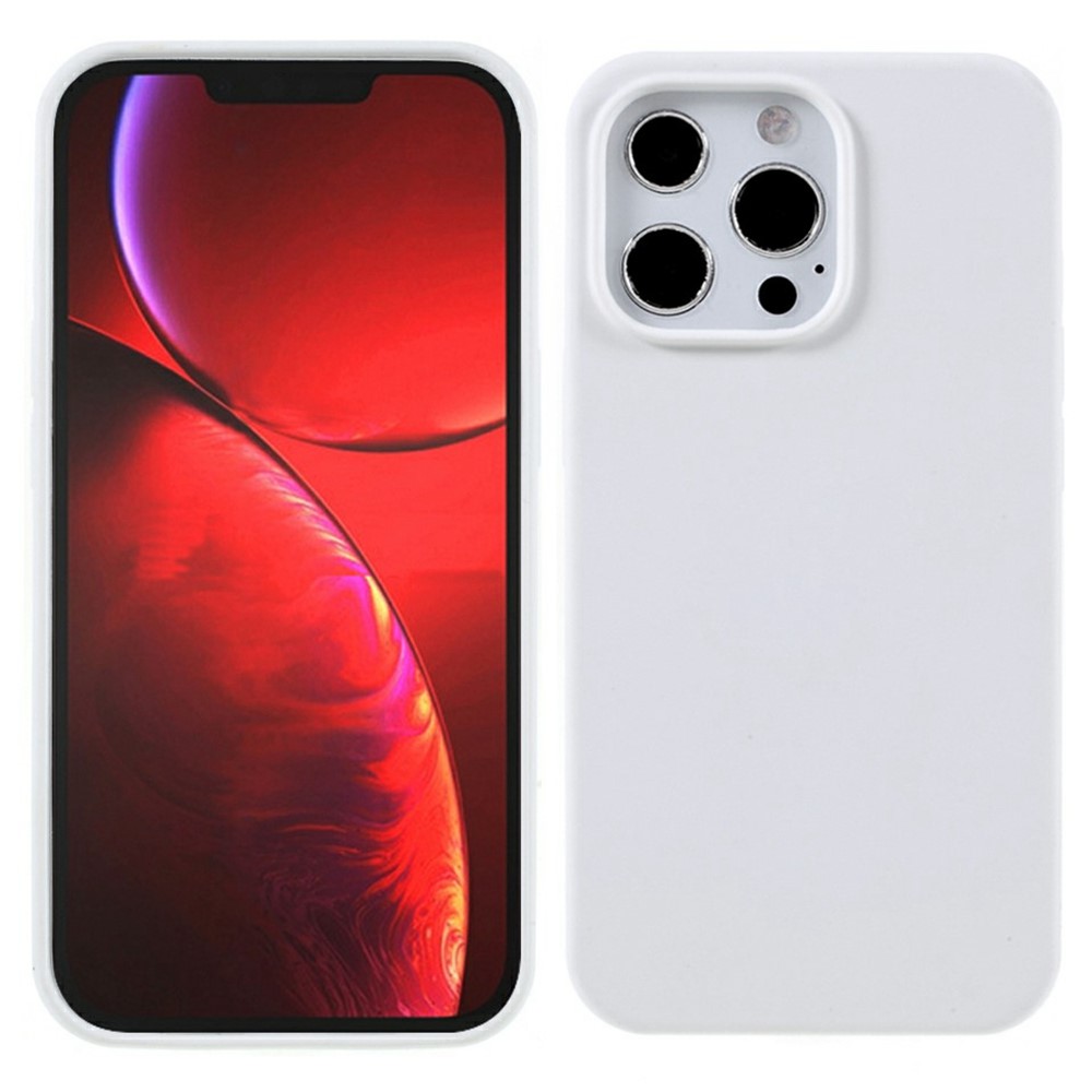 For iPhone 14 Pro Max Case Solid Silicone Shockproof Phone Back Cover - White