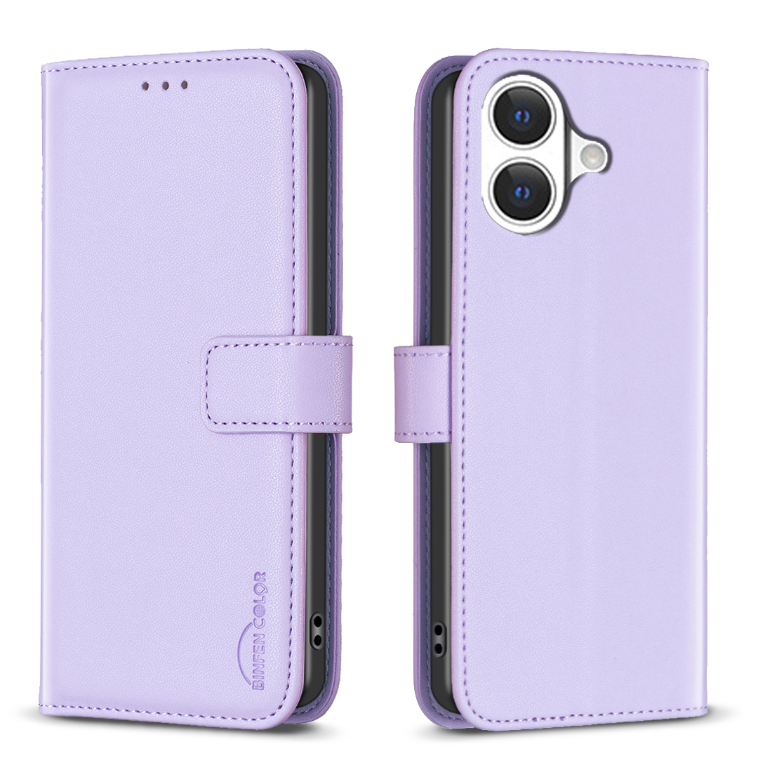 For iPhone 17 Phone Case BINFEN COLOR BF17 Wallet Folio Flip Leather Cover - Purple