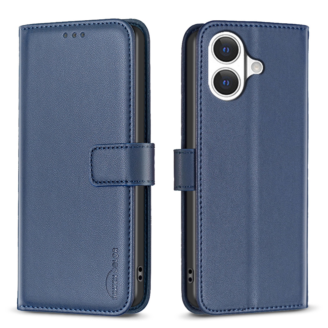For iPhone 17 Phone Case BINFEN COLOR BF17 Wallet Folio Flip Leather Cover - Blue