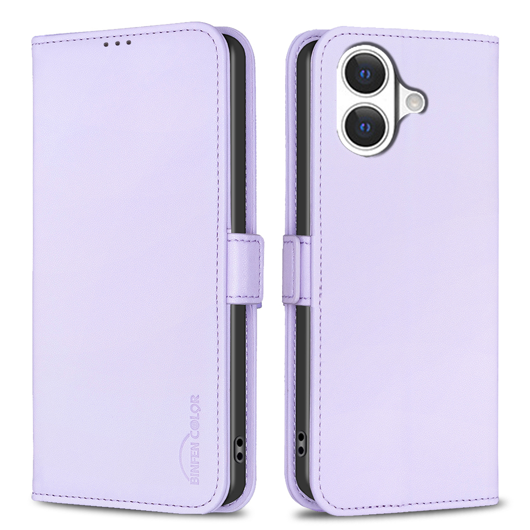 For iPhone 17 Case BINFEN COLOR BF31  PU Leather Flip Folio Phone Wallet Cover - Purple