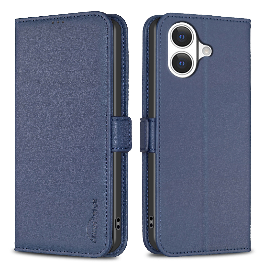 For iPhone 17 Case BINFEN COLOR BF31 PU Leather Flip Folio Phone Wallet Cover - Blue