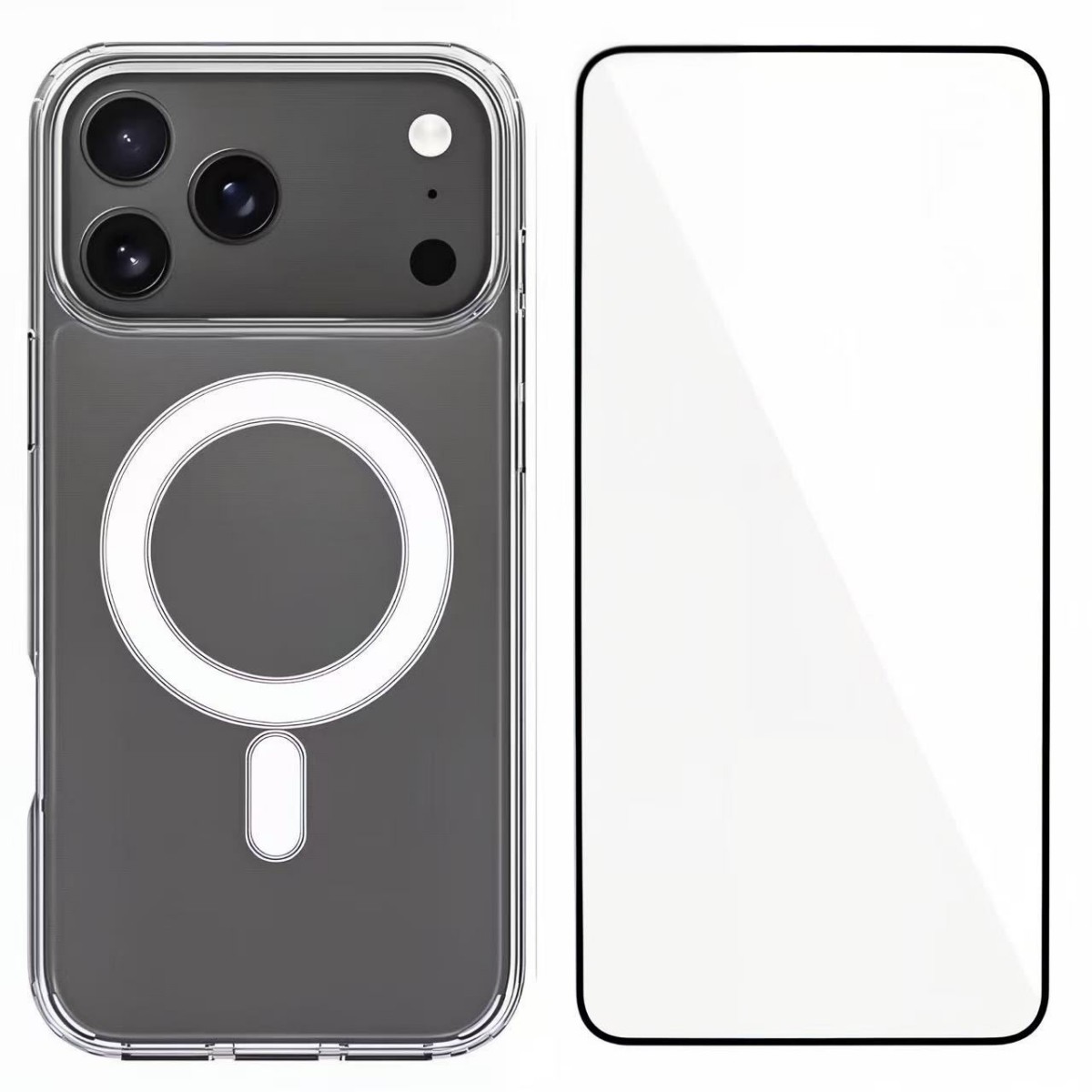 For iPhone 17 Pro Clear Phone Case WANLONFENG LM Series Compatible with MagSafe with Screen Film (Big Lens Hole) - Transparent