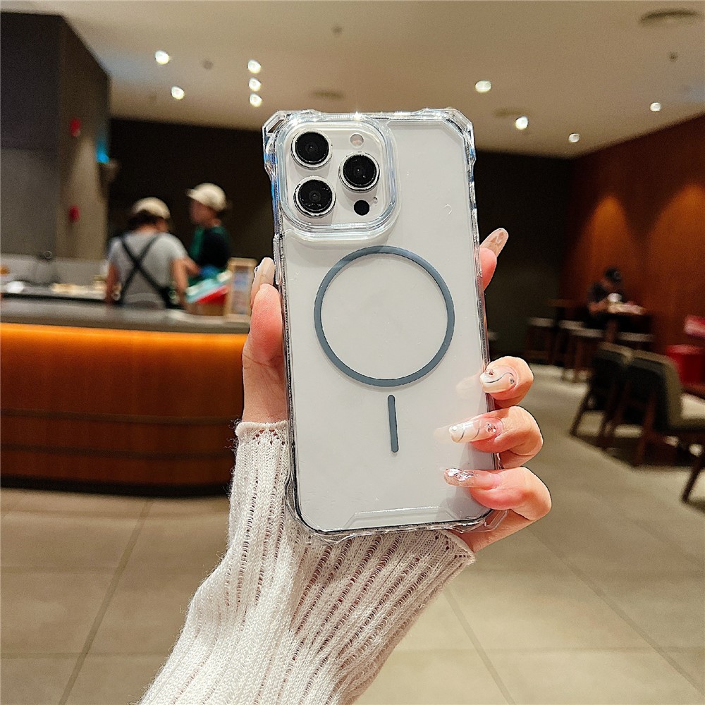 For iPhone 16 Pro Magnetic Case Drop-Proof TPU + PC Phone Back Cover - Grey
