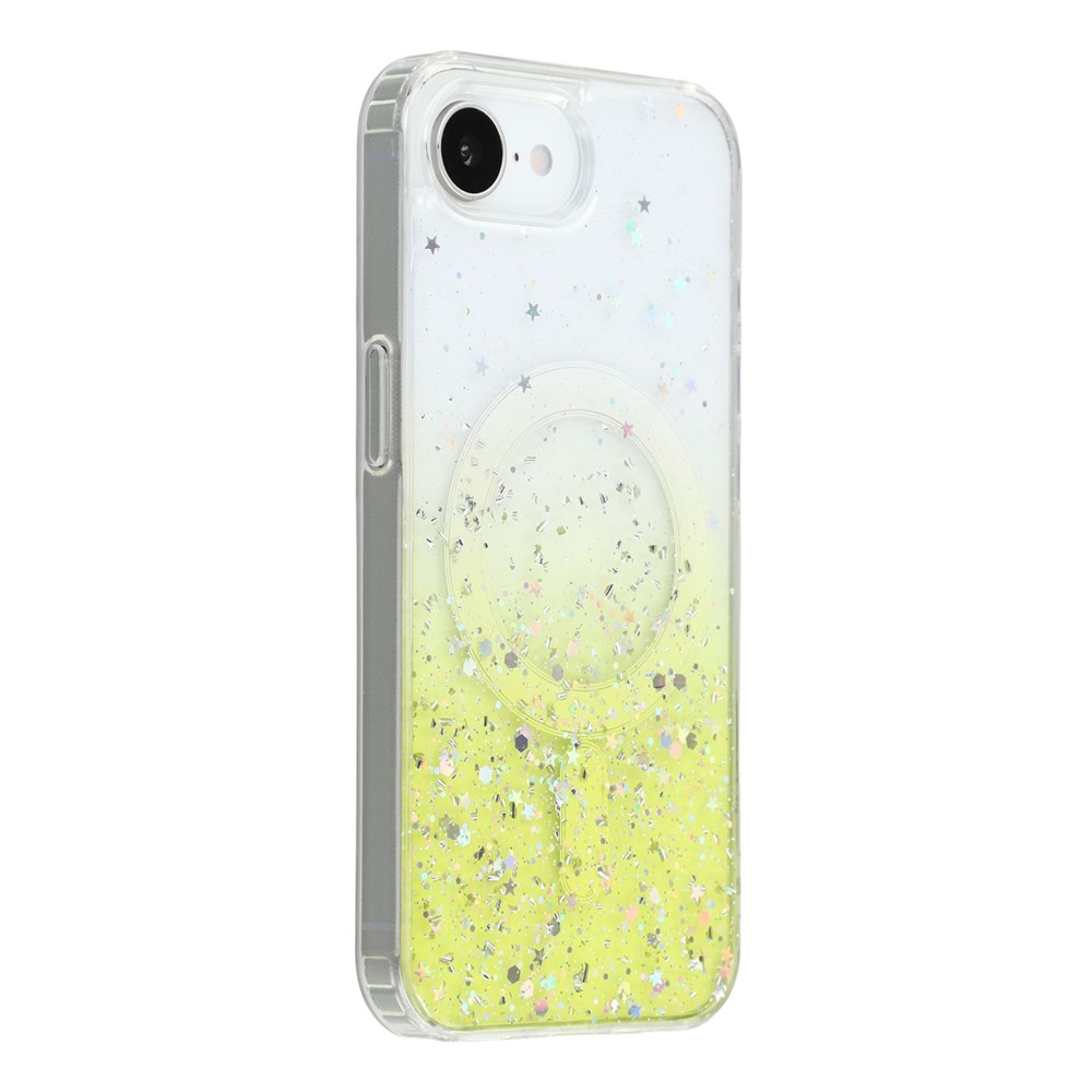 For iPhone 16e Case Compatible with MagSafe Sparkle Epoxy TPU + Acrylic Phone Cover - Yellow