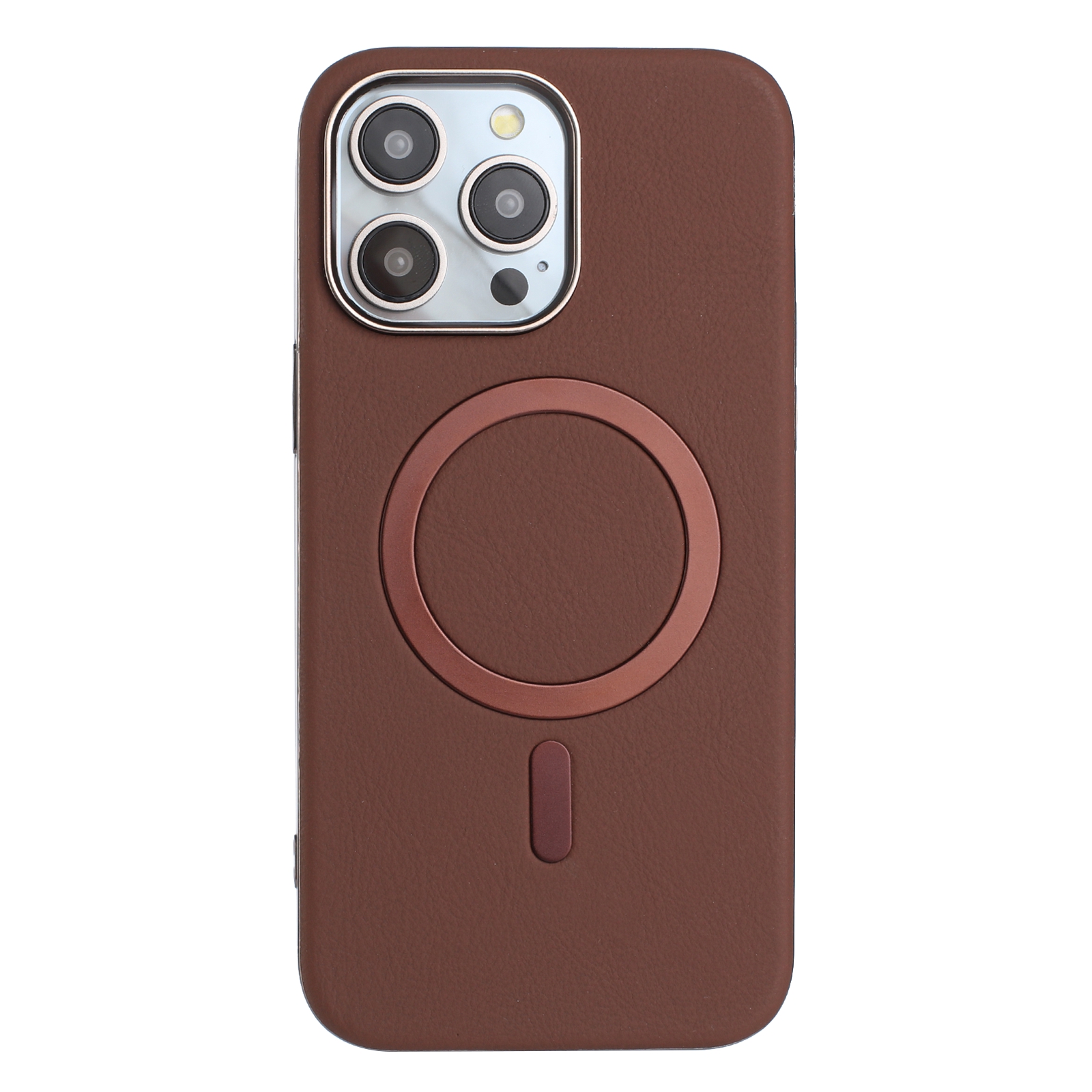 For iPhone 16 Pro Max Case BINFEN COLOR BF40 Compatible with MagSafe Electroplated PU + TPU Phone Back Cover - Brown
