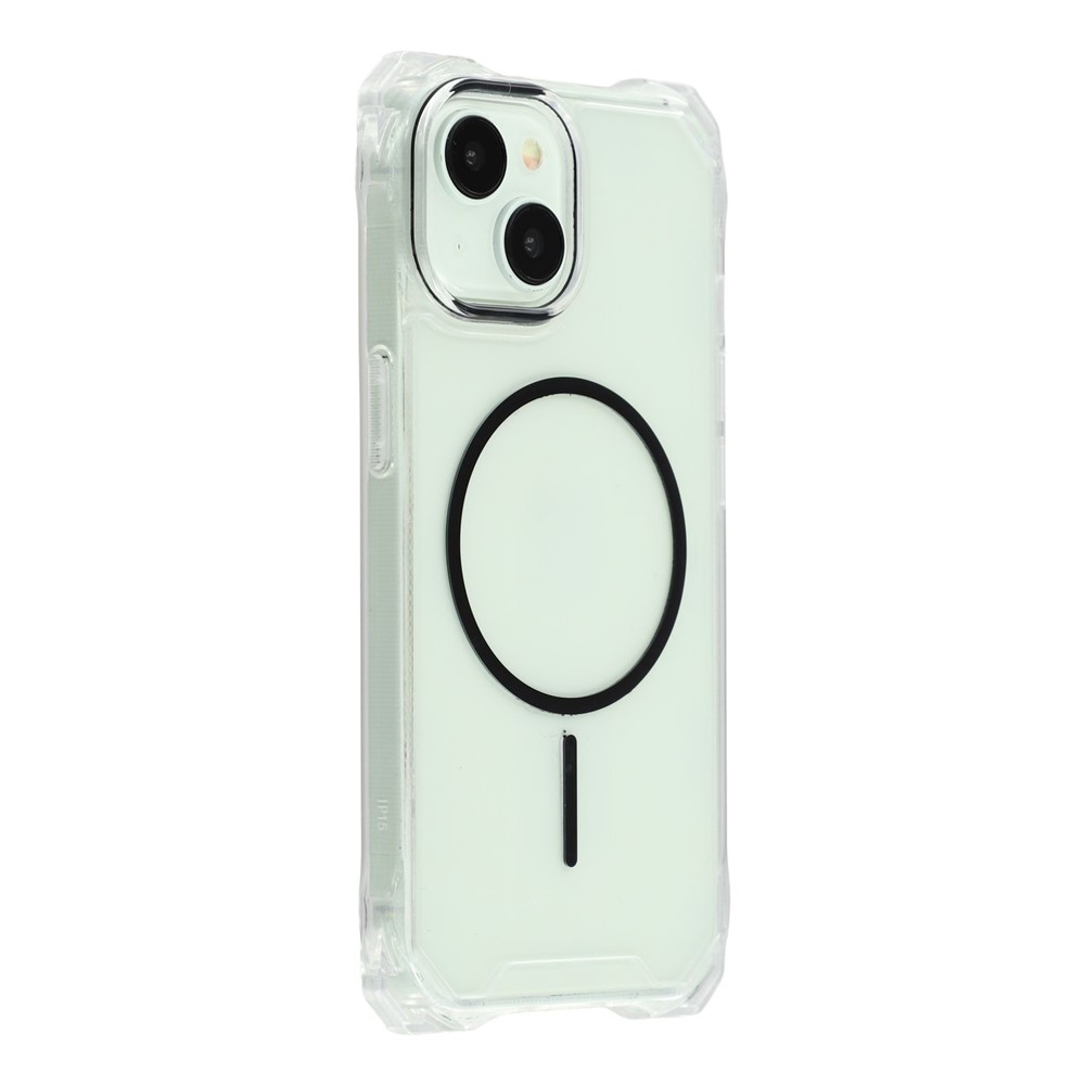 For iPhone 15 Magnetic Case Drop-Proof TPU + PC Phone Back Cover - Black