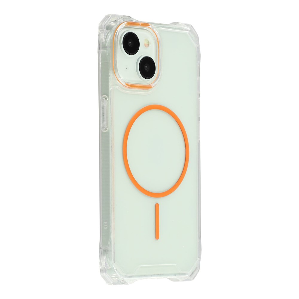 For iPhone 14 Magnetic Case Drop-Proof TPU + PC Phone Back Cover - Orange