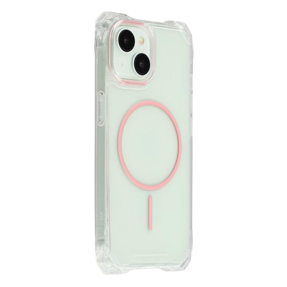 For iPhone 14 Magnetic Case Drop-Proof TPU + PC Phone Back Cover - Pink