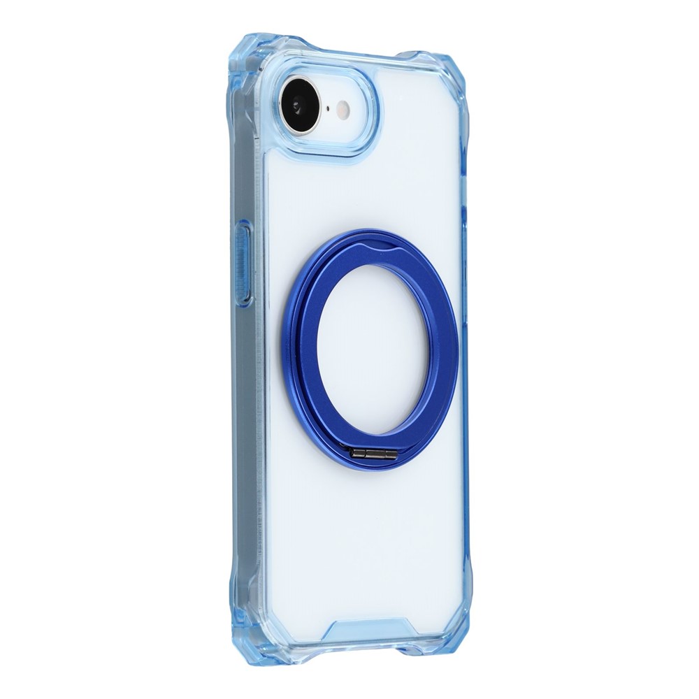 For iPhone 16e Magnetic Case Ring Kickstand TPU + PC Phone Cover - Blue