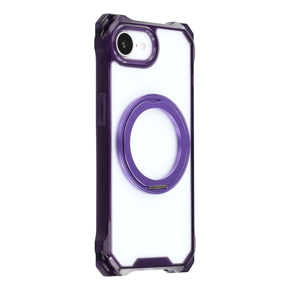 For iPhone 16e Magnetic Case Ring Kickstand TPU + PC Phone Cover - Purple