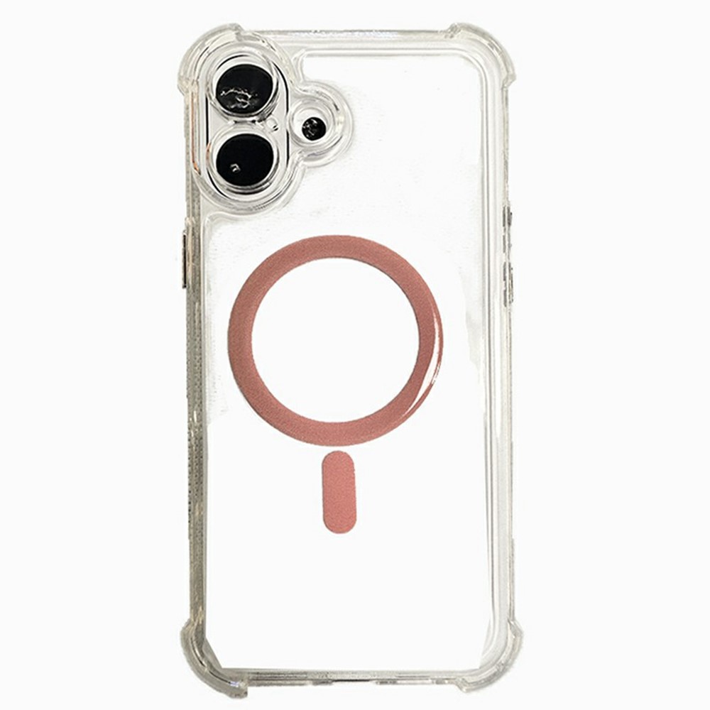 SHANWO For iPhone 16 Plus Magnetic Case Anti Drop Soft TPU Clear Phone Back Cover - Pink