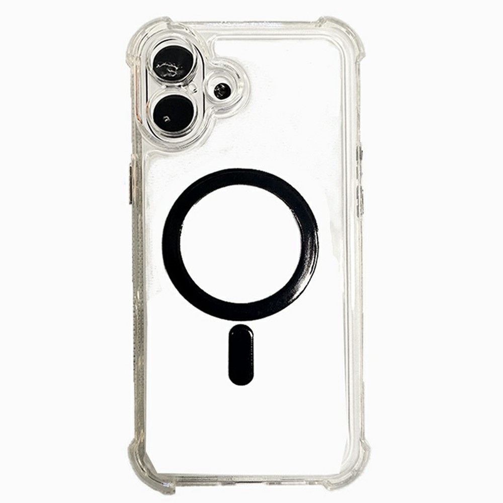 SHANWO For iPhone 16 Plus Magnetic Case Anti Drop Soft TPU Clear Phone Back Cover - Black