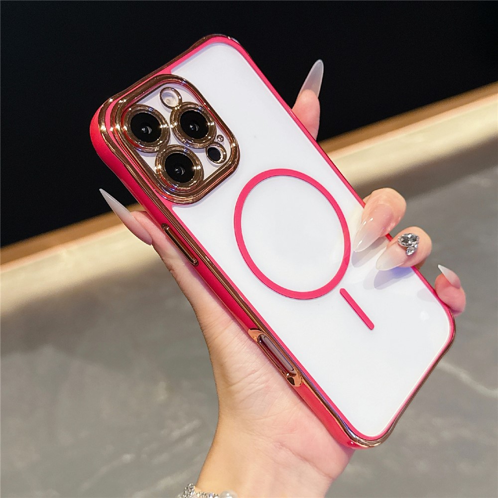 For iPhone 16 Pro Magnetic Case TPU Acrylic Phone Cover with Detachable Lens Frame - Red