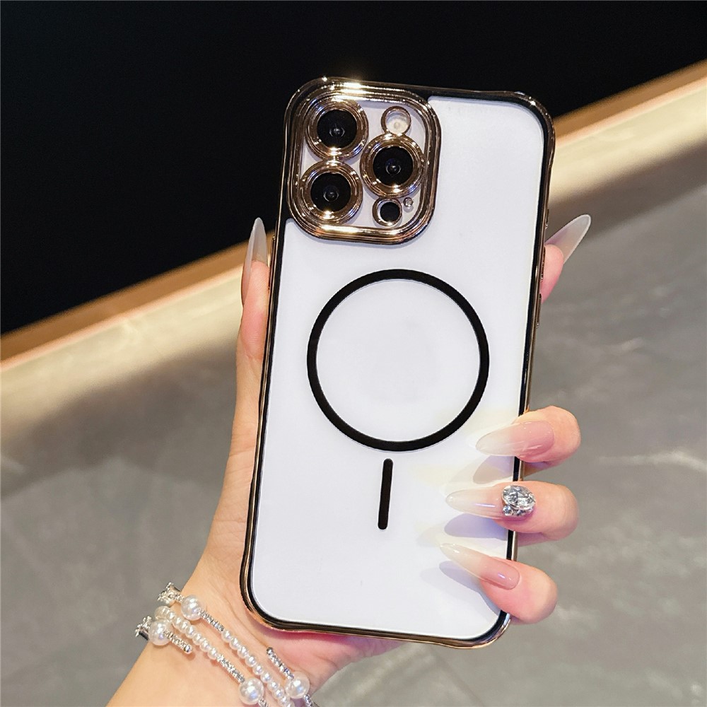 For iPhone 16 Pro Magnetic Case TPU Acrylic Phone Cover with Detachable Lens Frame - Black