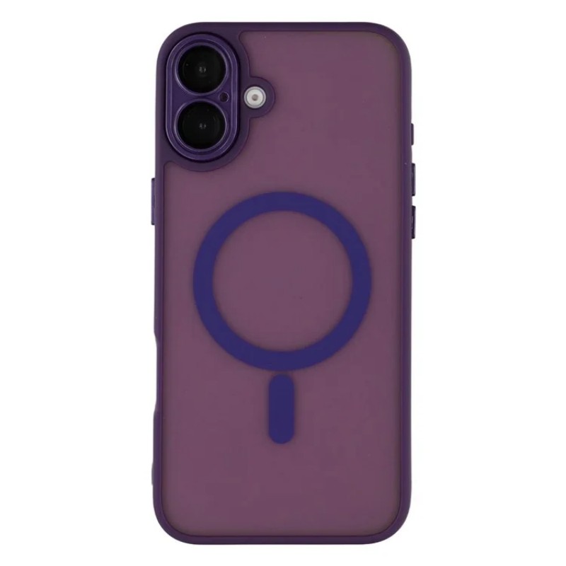 For iPhone 16 Back Cover Compatible with MagSafe WANLONFENG QB1 Series PC TPU Shockproof Phone Case - Purple