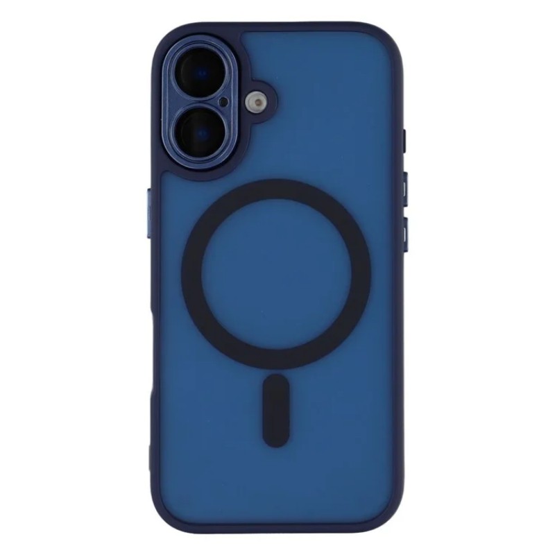 For iPhone 16 Back Cover Compatible with MagSafe WANLONFENG QB1 Series PC TPU Shockproof Phone Case - Sapphire