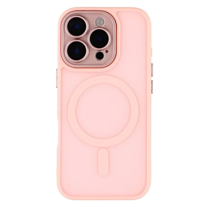 For iPhone 16 Pro Back Cover Compatible with MagSafe WANLONFENG QB1 Series PC TPU Shockproof Phone Case - Pink