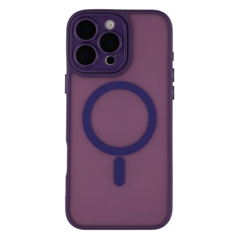 For iPhone 16 Pro Back Cover Compatible with MagSafe WANLONFENG QB1 Series PC TPU Shockproof Phone Case - Purple