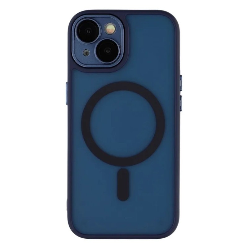 For iPhone 15 Back Cover Compatible with MagSafe WANLONFENG QB1 Series PC TPU Shockproof Phone Case - Sapphire