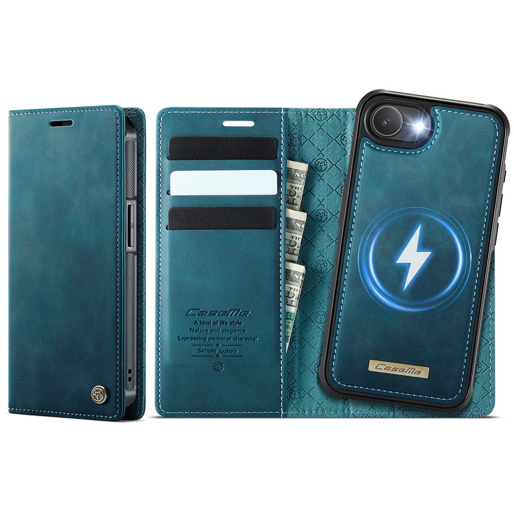 For iPhone 16e Case CASEME C49  Compatible with MagSafe RFID Blocking Detachable Wallet Leather Phone Cover - Green