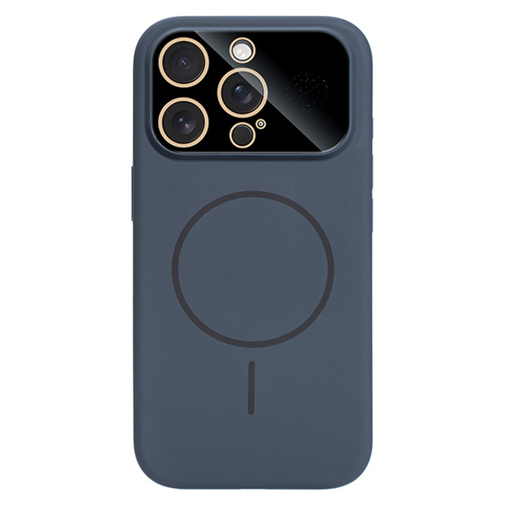 For iPhone 16 Pro Magnetic Case AI Button Liquid Silicone Phone Back Cover with Lens Film - Black