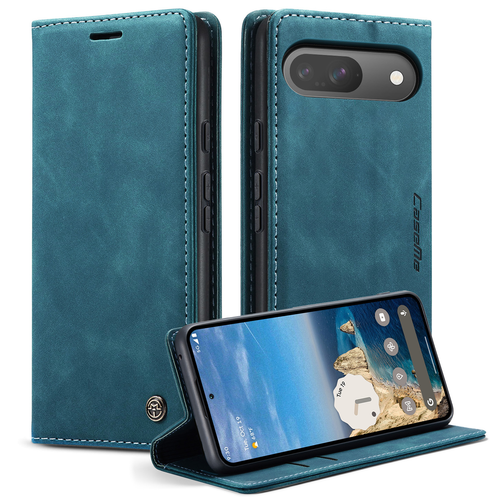 For Google Pixel 10 Pro / 10 / 9 Pro / 9 Wallet Case CASEME 013 Series PU Leather Phone Cover Stand - Blue